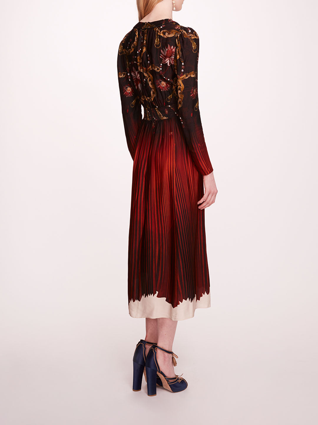 Viscose Georgette V-Neck Dress | Marchesa