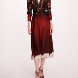 Viscose Georgette V-Neck Dress | Marchesa