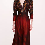 Viscose Georgette V-Neck Dress | Marchesa