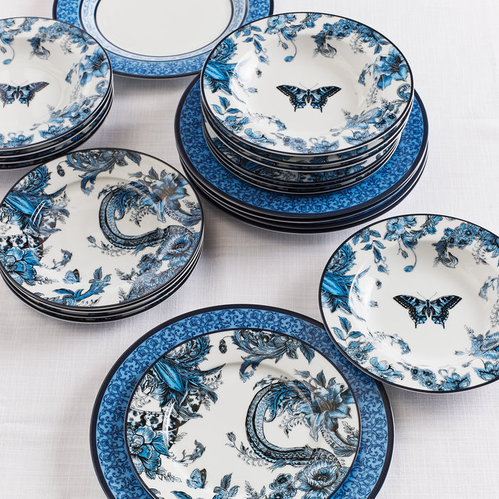 Marchesa Monarcha Porcelain 12-Piece Dinnerware Set, Blue