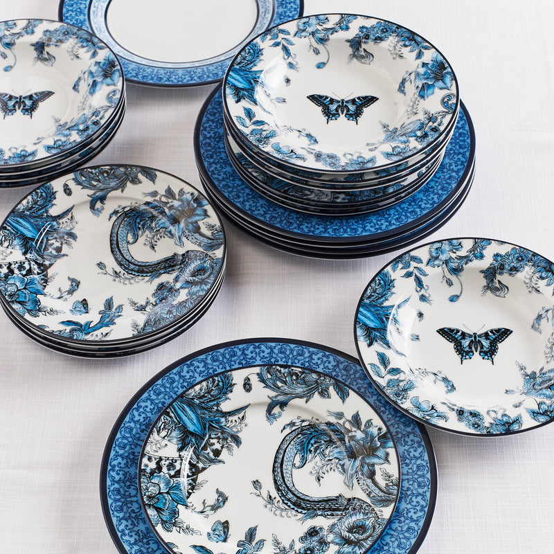 Marchesa Monarcha Porcelain 12-Piece Dinnerware Set, Blue