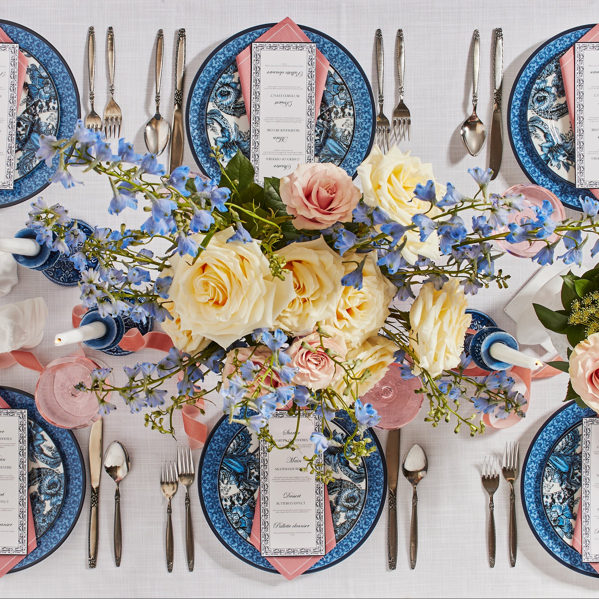 Marchesa Monarcha Porcelain 12-Piece Dinnerware Set, Blue