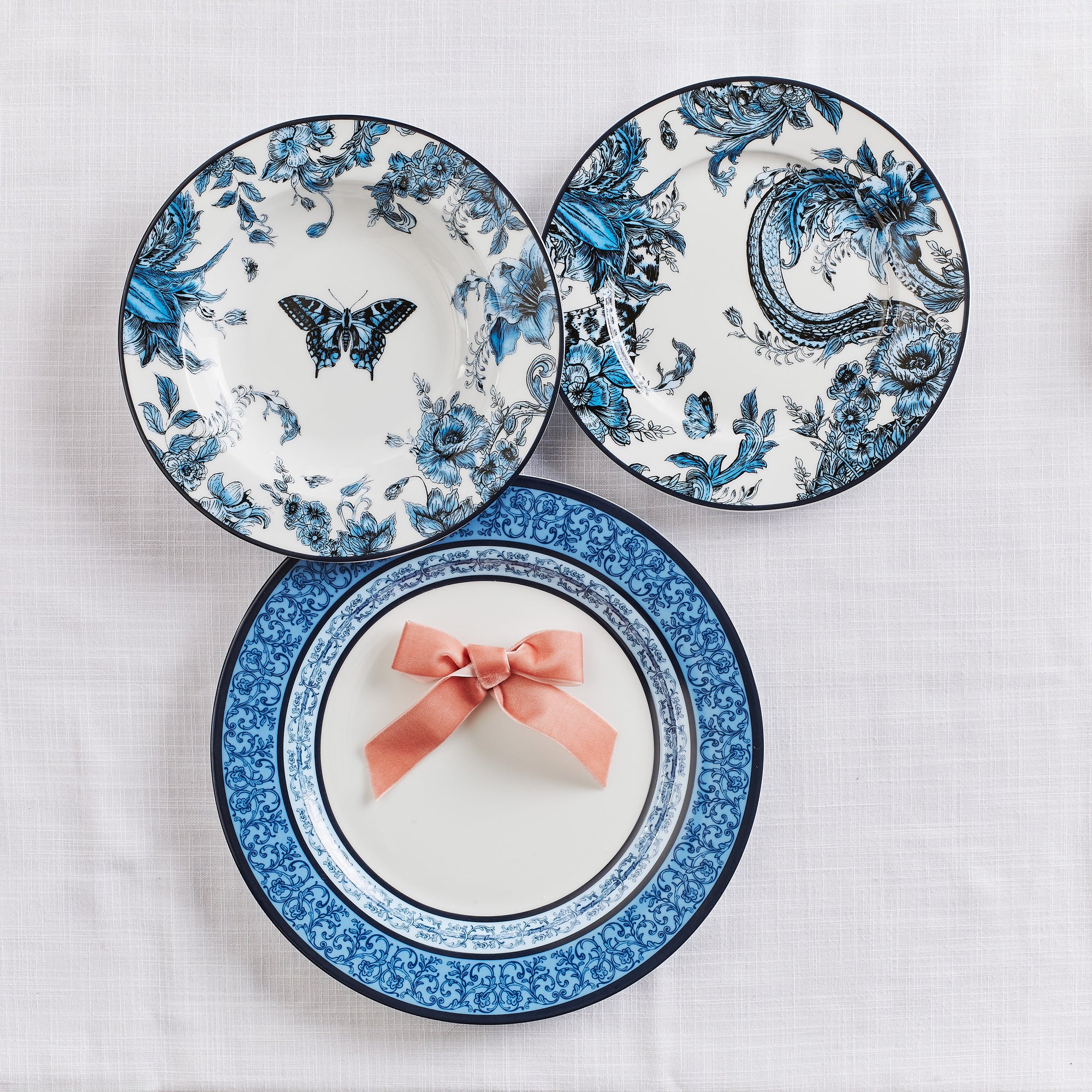 Marchesa Monarcha Porcelain 12-Piece Dinnerware Set, Blue
