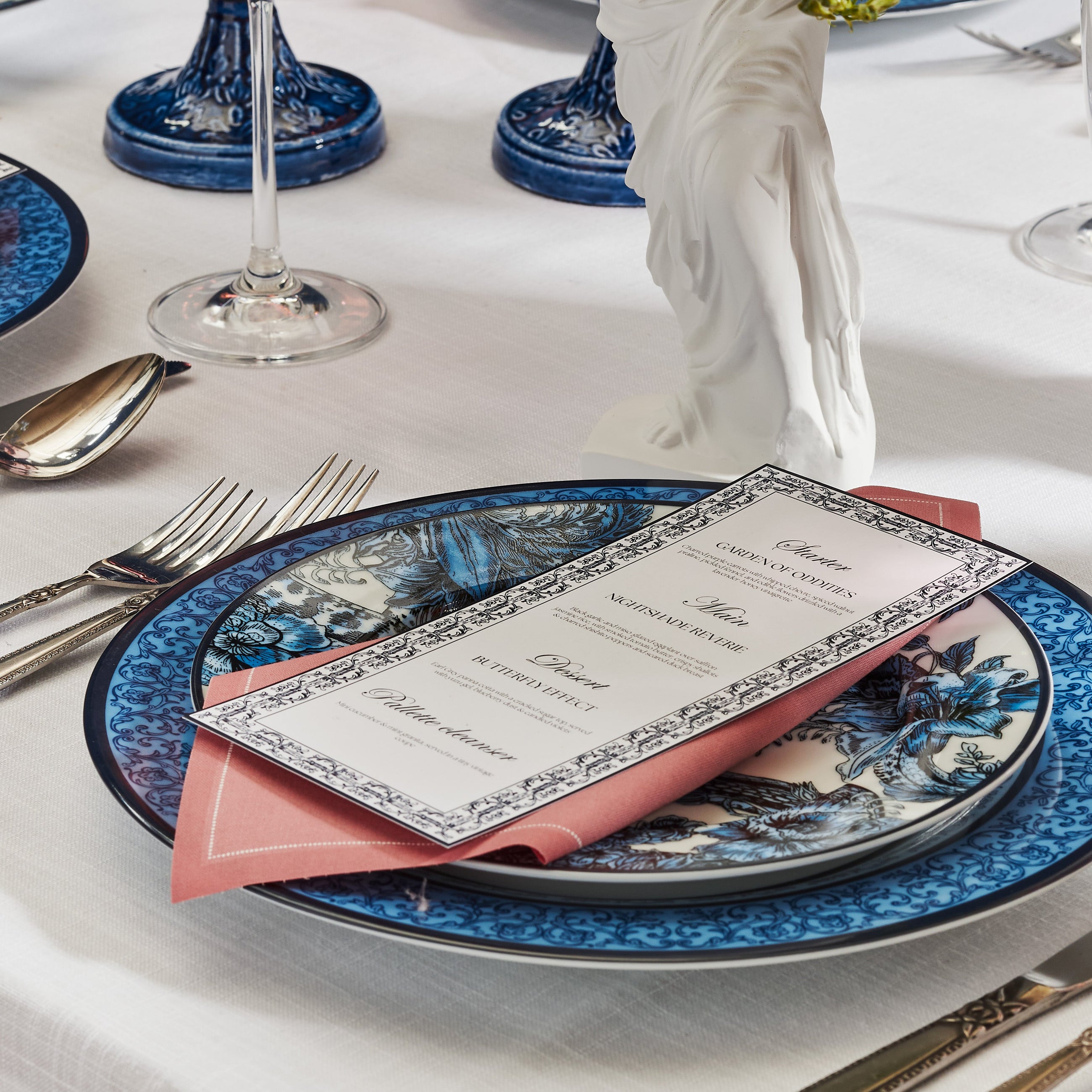 Marchesa Monarcha Porcelain 12-Piece Dinnerware Set, Blue