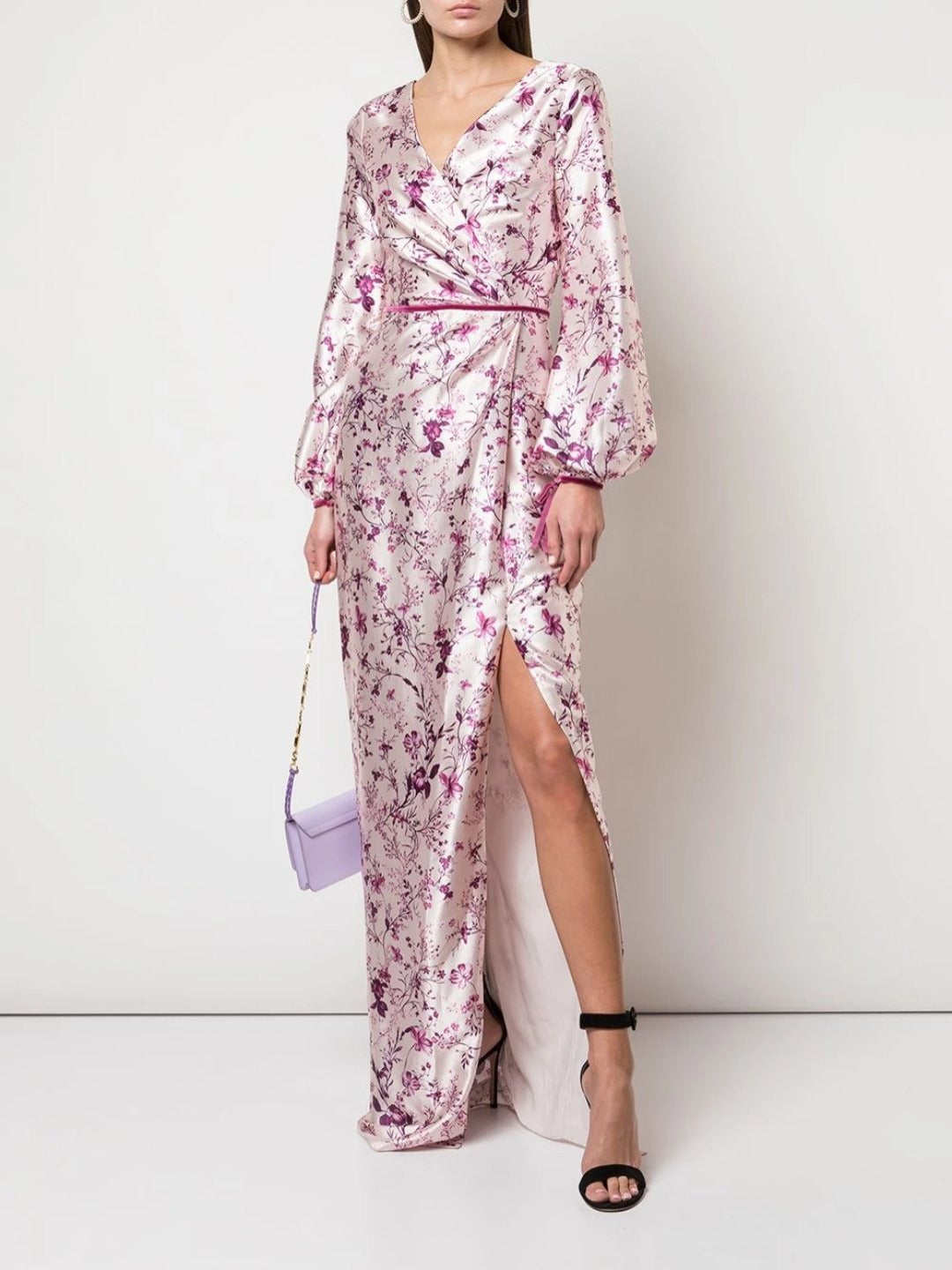 Bishop Sleeve Floral Print Charm Gown Marchesa