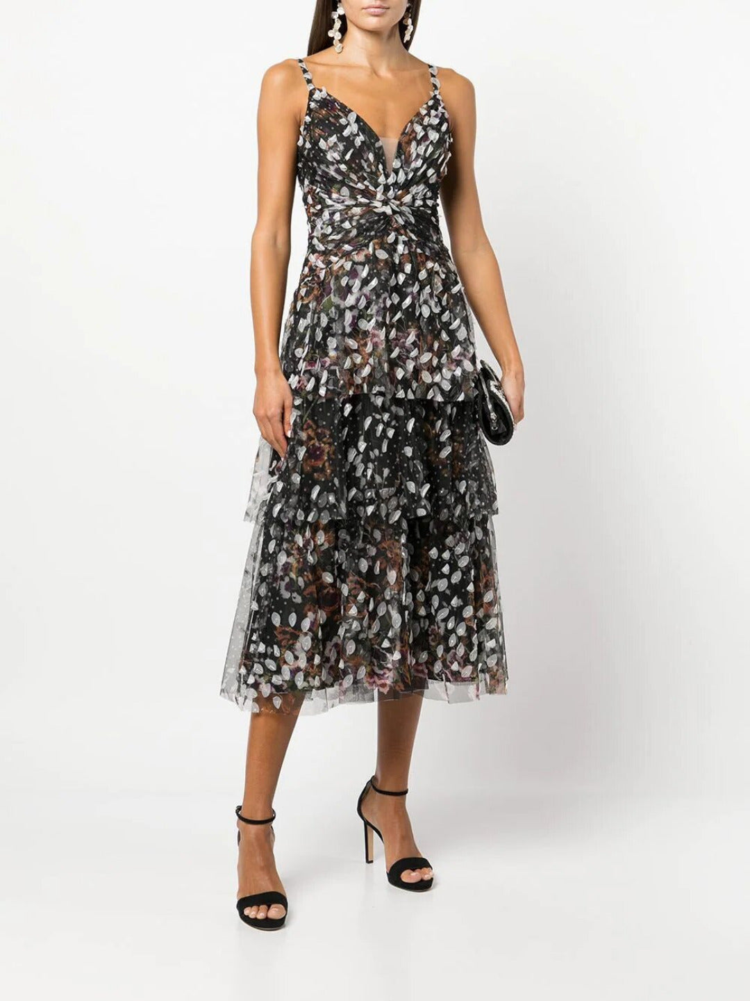 Tiered Printed Dress Marchesa