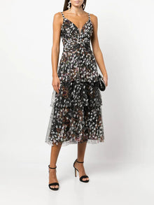 Tiered Printed Dress Marchesa