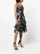 Floral Printed Midi Tiered Dress Marchesa