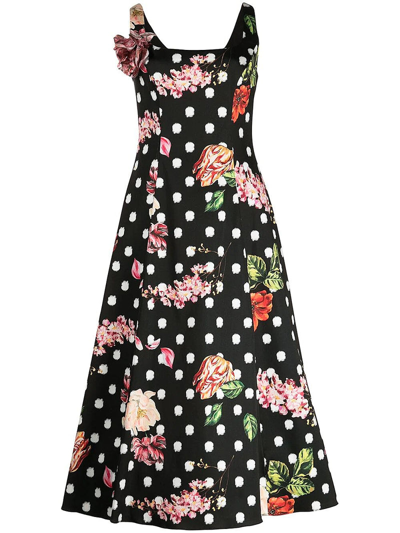 Floral Print Midi Dress Marchesa