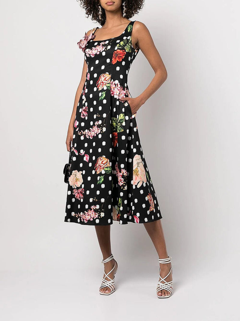 Floral Print Midi Dress Marchesa