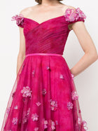 Off Shoulder Cocktail With Ombre 3d Flowers | Marchesa