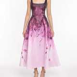 Floral Printed Mikado Midi Dress