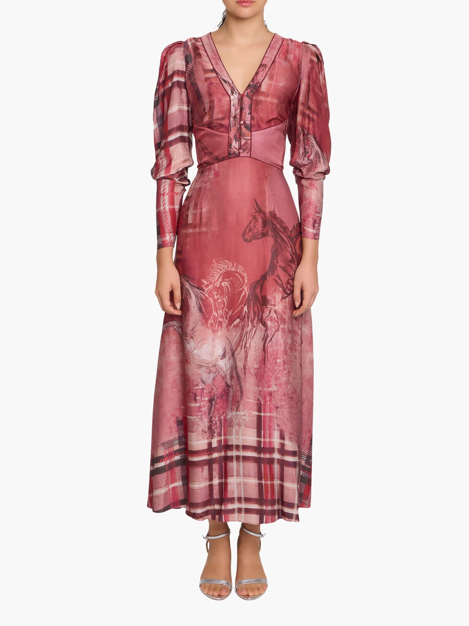 Wild Heart Tartan Printed Midi Dress