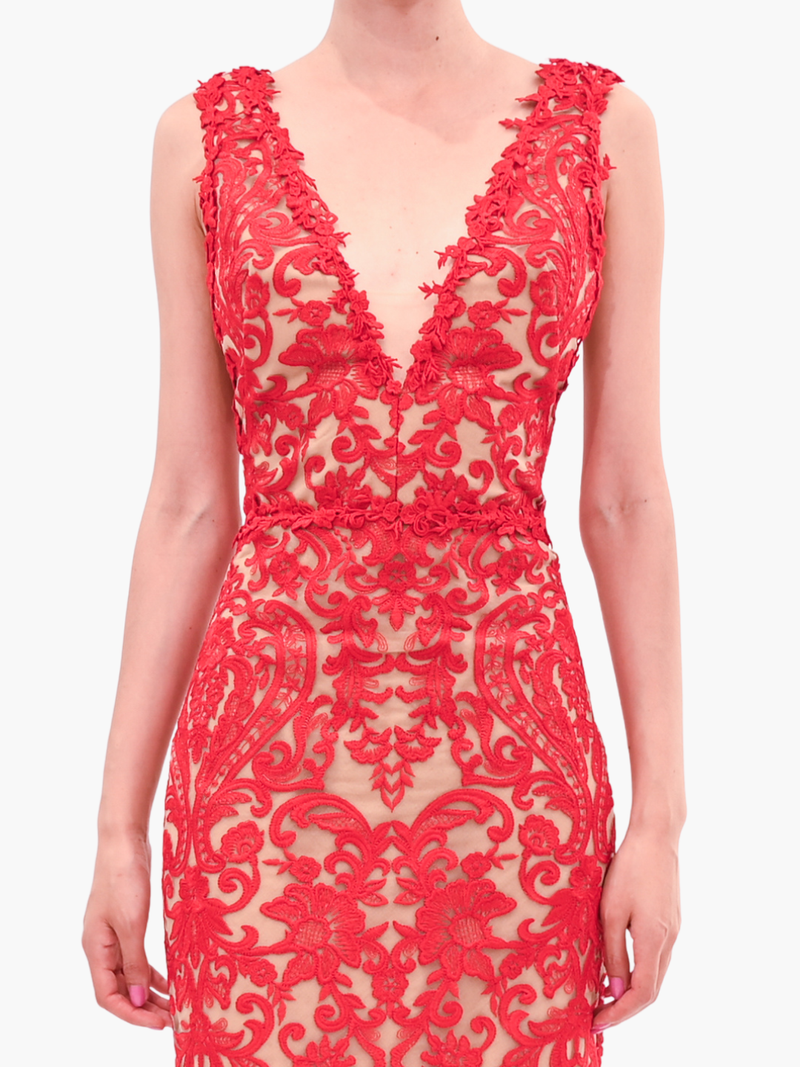 Mirrored Floral Sleeveless Gown