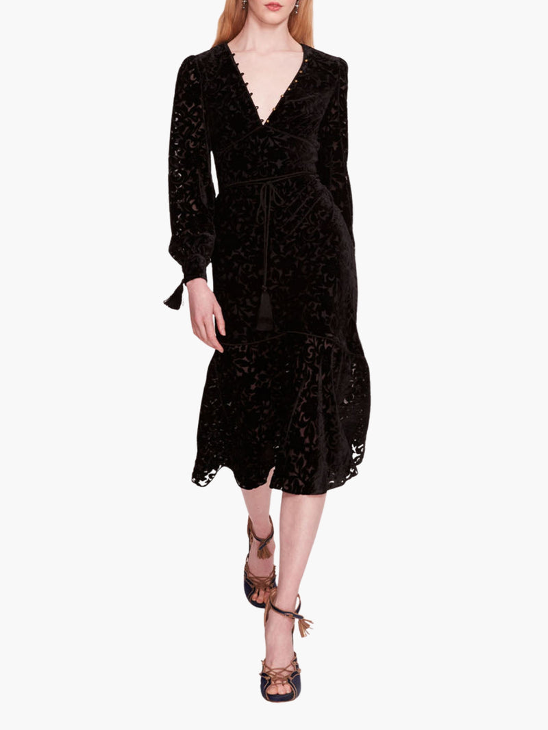 Velvet Burnout Midi Dress