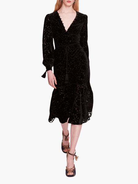 Velvet Burnout Midi Dress | Marchesa