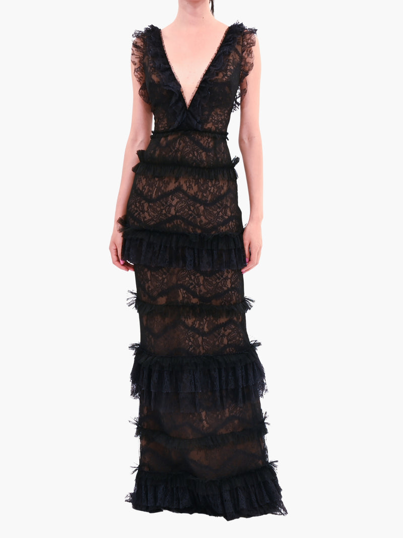 Chantilly Lace Tiered Gown