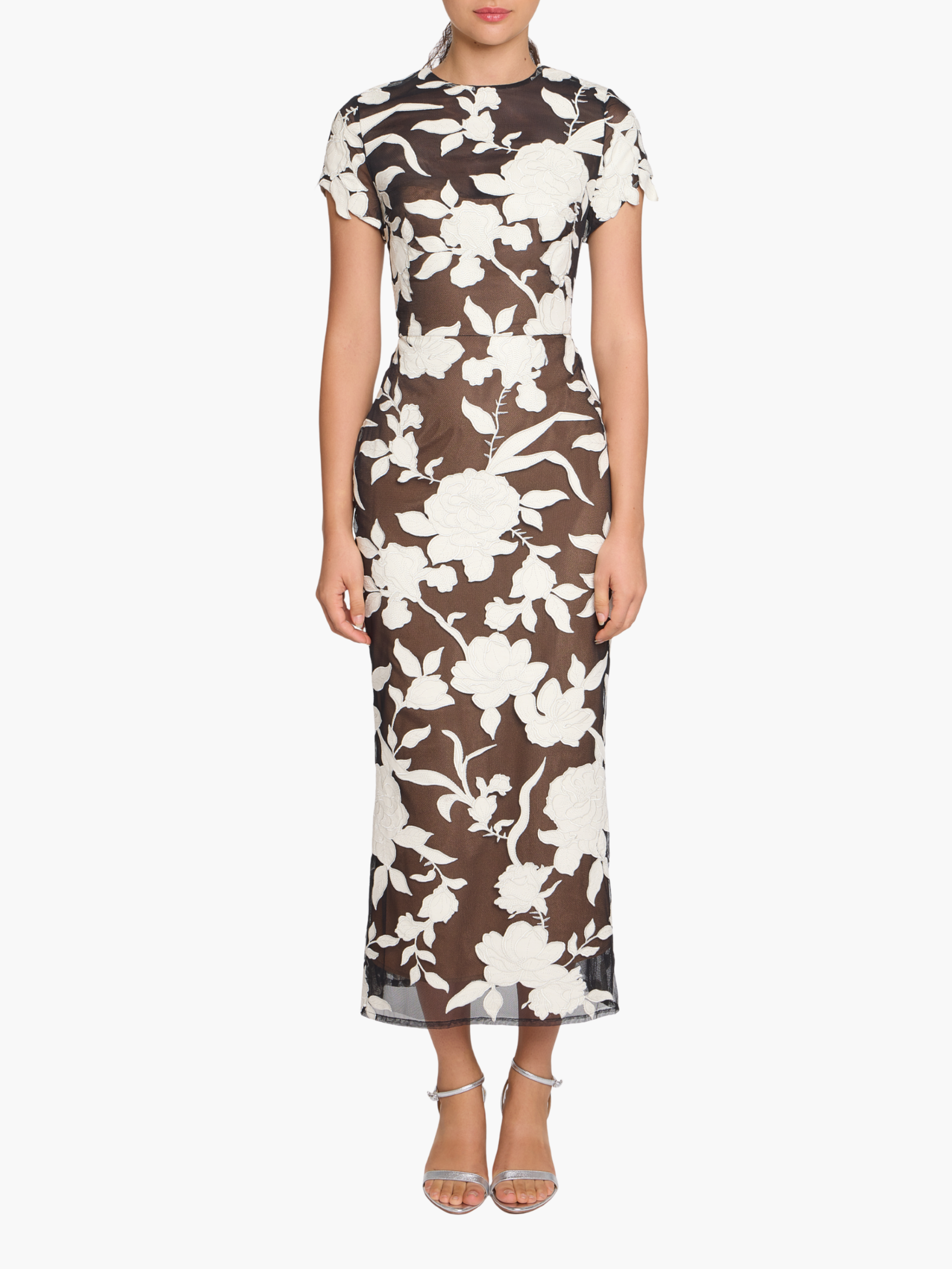 Leather Guipure Sheath Maxi Dress