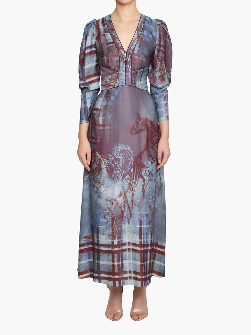 WIld Heart Tartan Printed Midi Dress