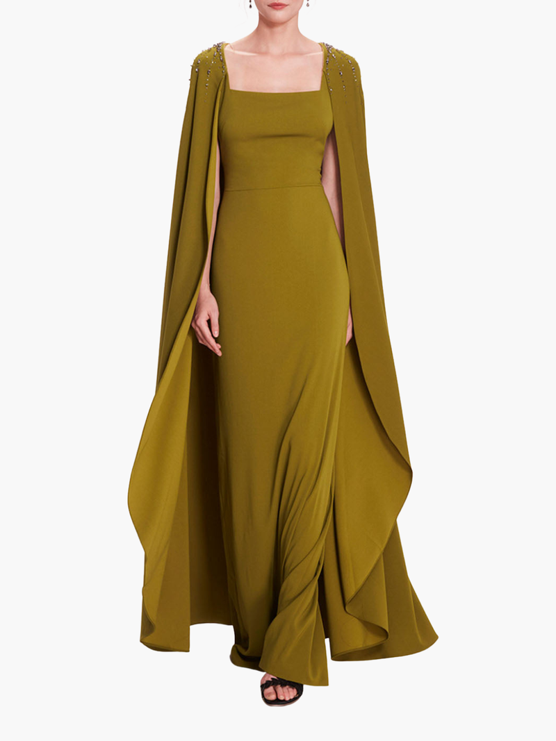 Embellished Cape Gown