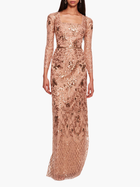 Sequin Lattice Sleeved Gown