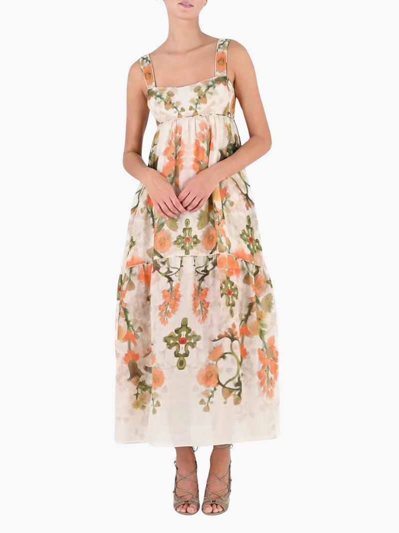 Ramie Square Neck Maxi Dress