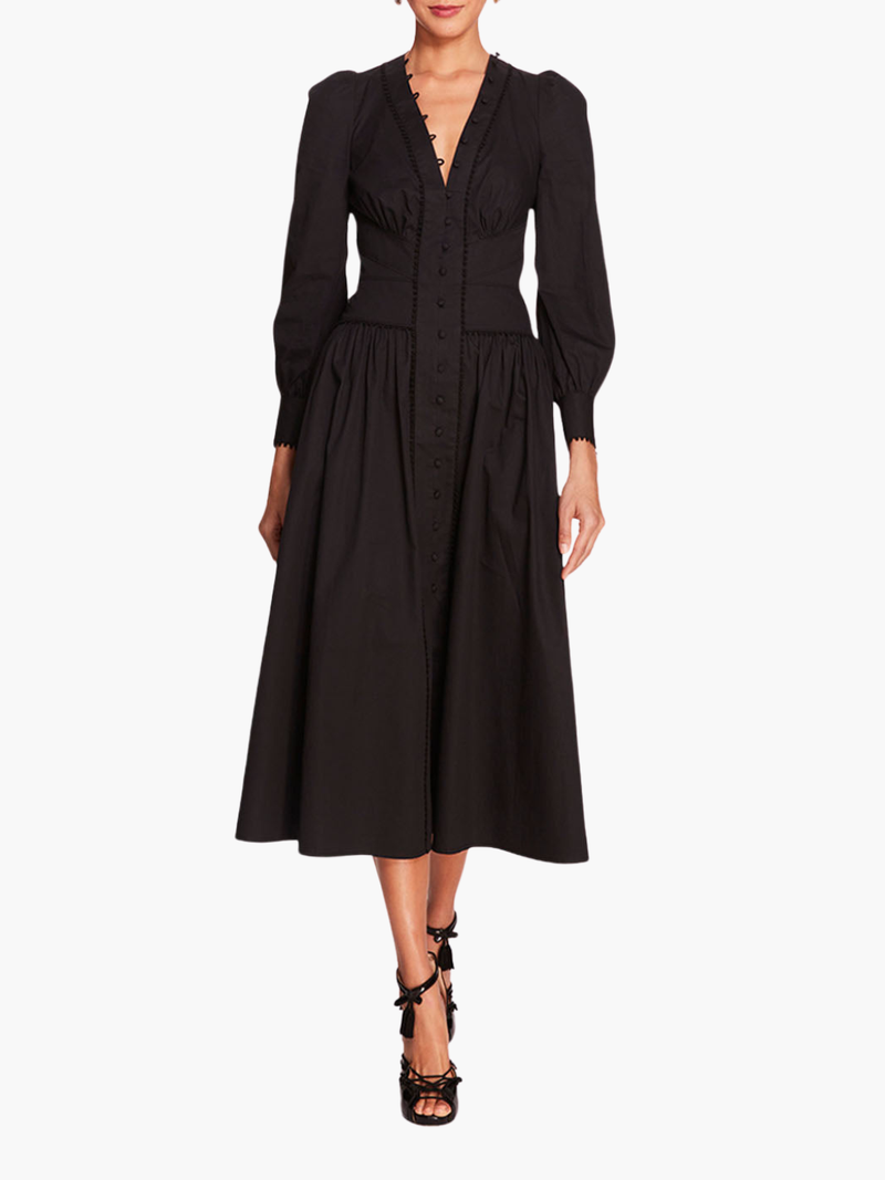 Tansy A-line Poplin Midi Dress