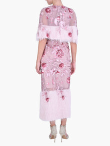 Botanist Bloom Embroidered Fringe Midi Dress