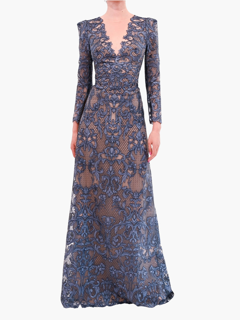 Nocturnes Long Sleeve Lace Gown