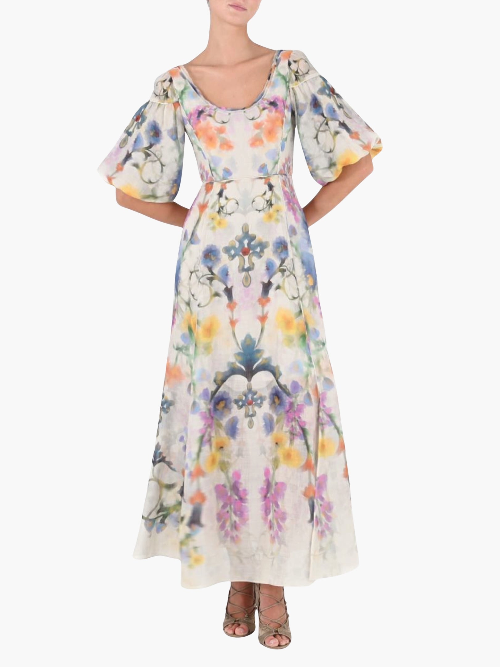 Ramie Puff Sleeve Maxi Dress