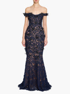 Vivarium Vines Guipure Lace Off Shoulder Gown