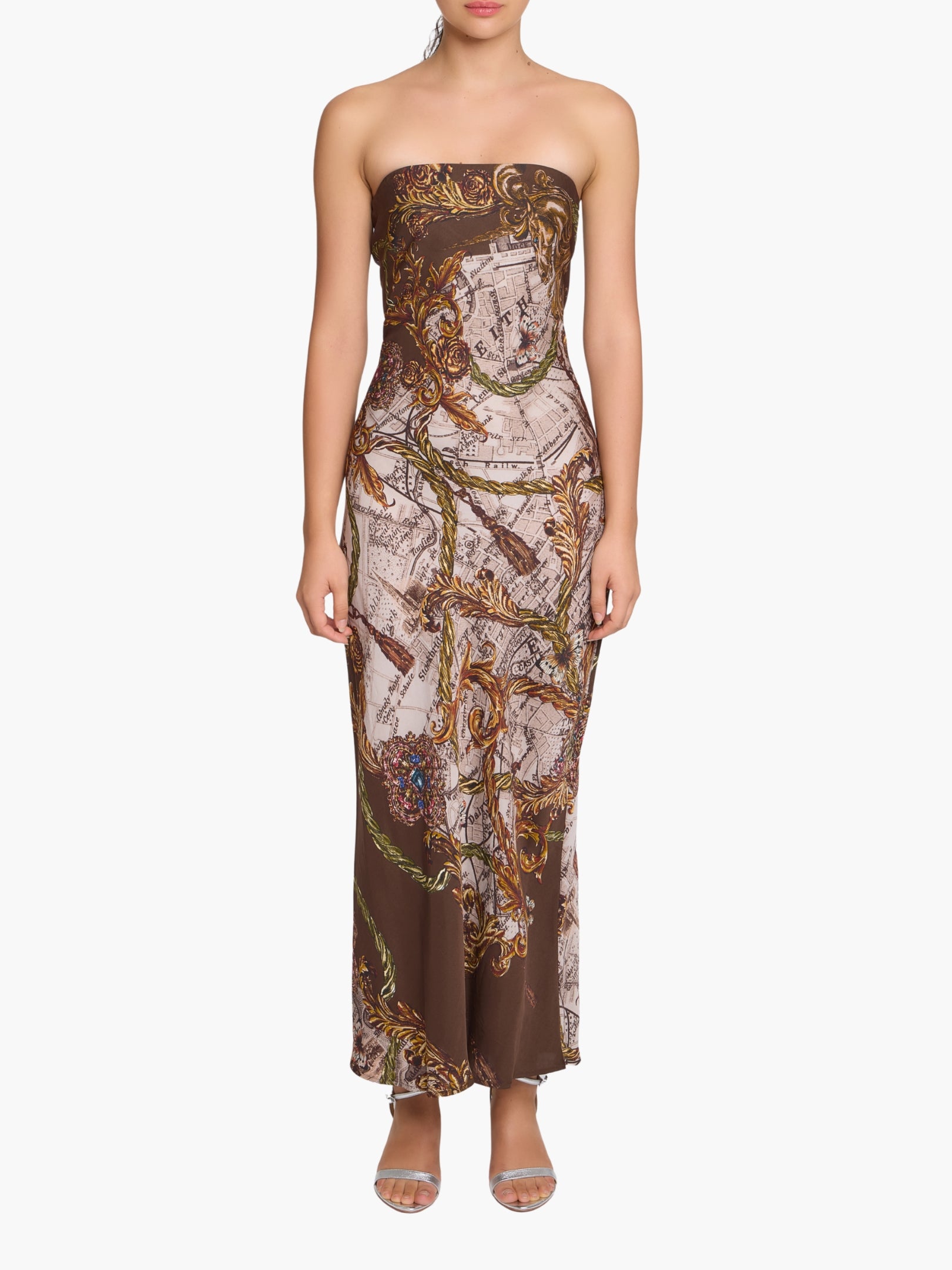 Jewel of Edinburgh Strapless Printed Midi Dress