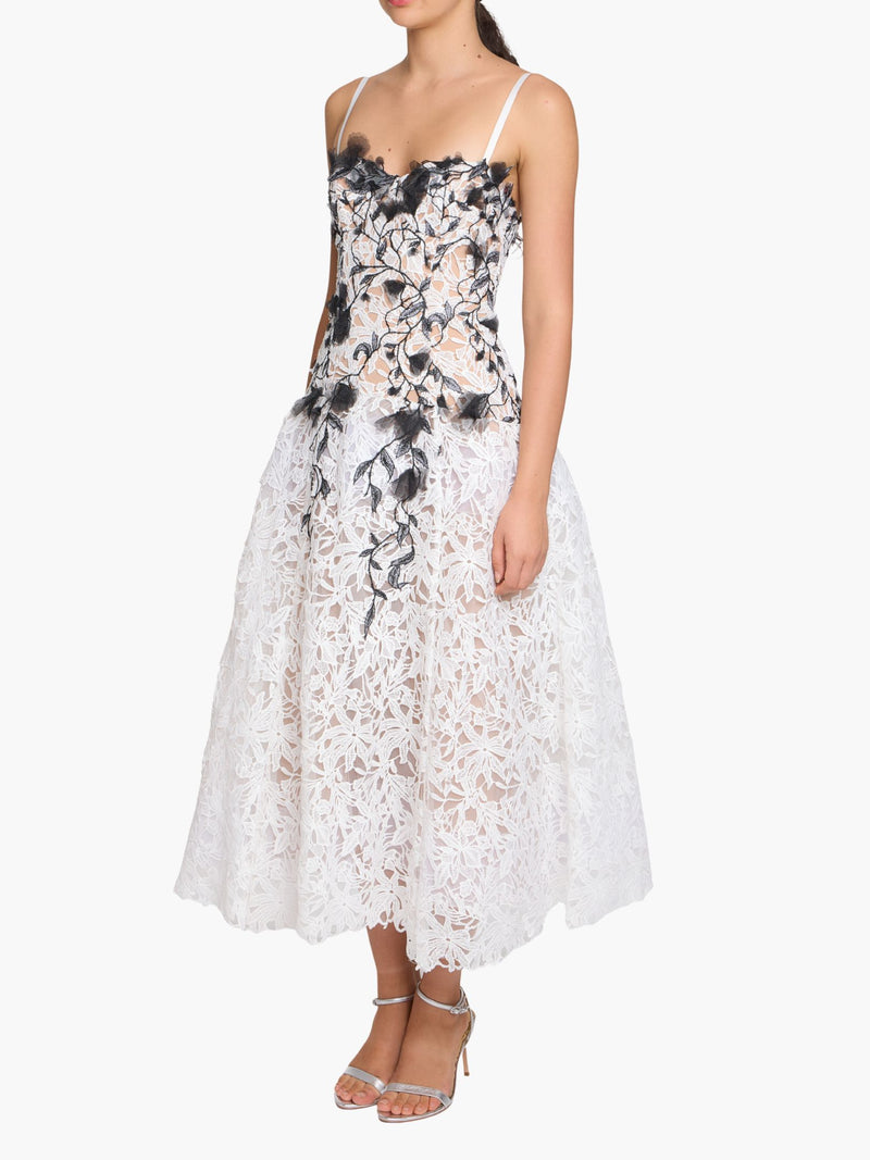 Lace Guipure A-line Midi Dress