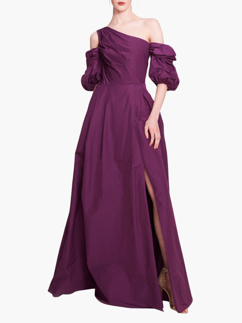 Bubble Sleeve Taffeta Gown