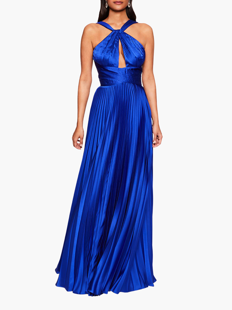 Pleated Foil Gown