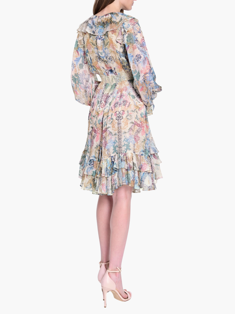 Reverie Bell Sleeve Ruffle Mini Dress