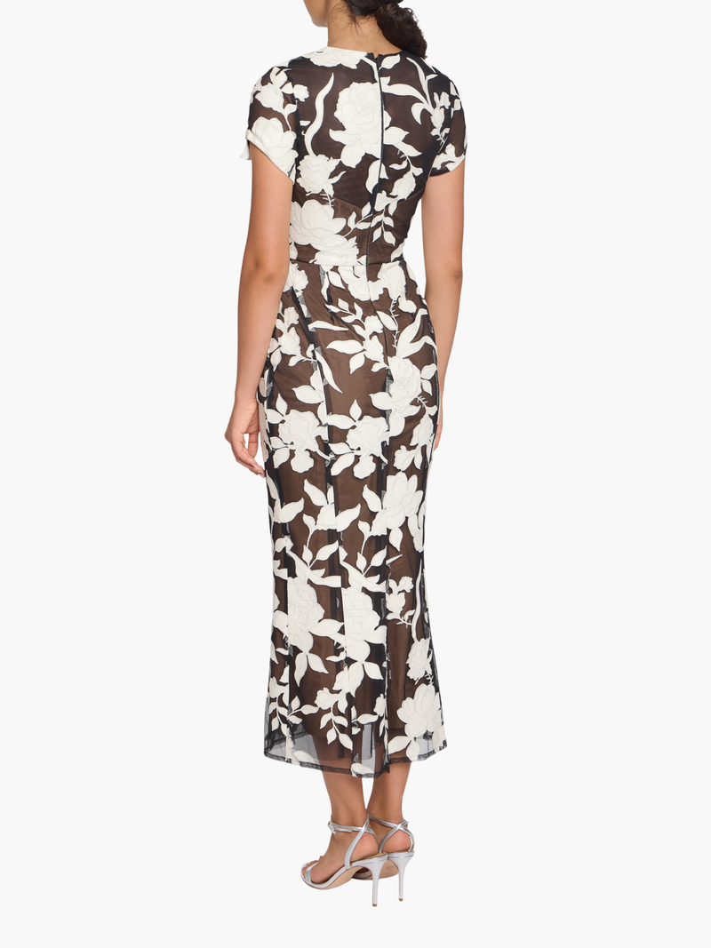 Leather Guipure Sheath Maxi Dress