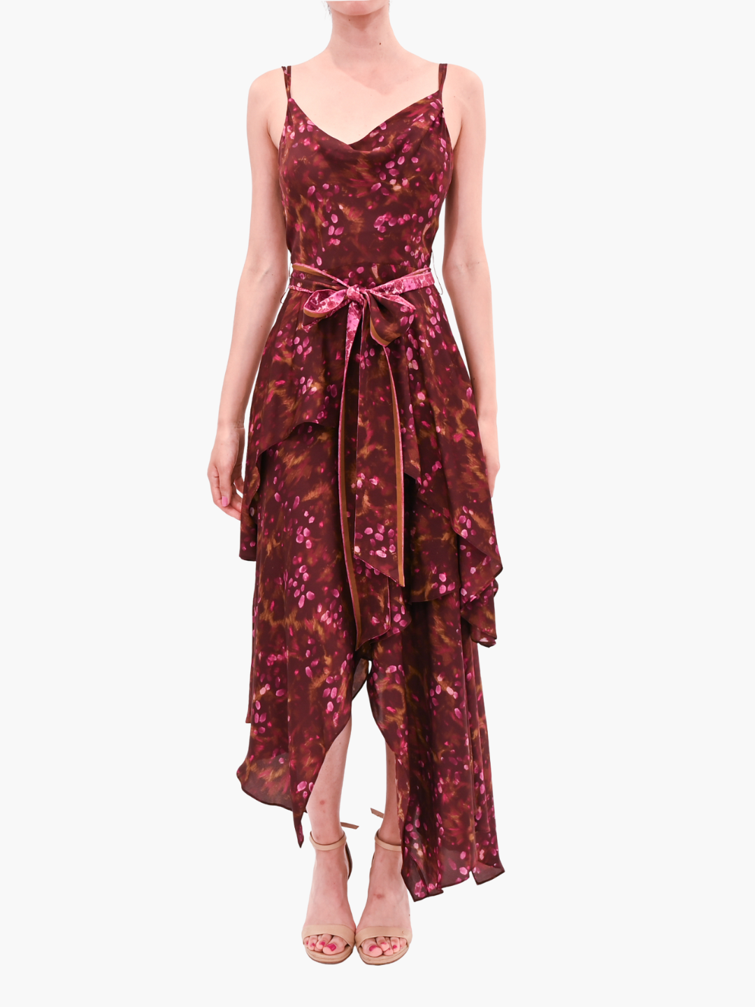 Belted Viscose Handkerchief Dress