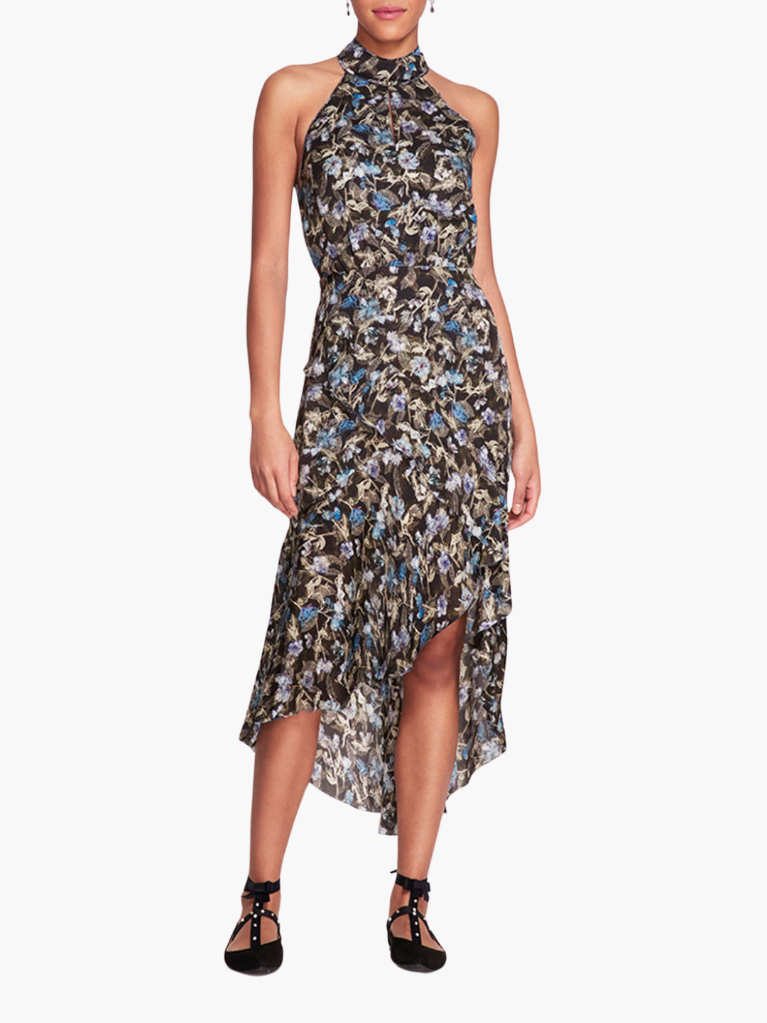 Magnolia Printed Viscose Halter Midi Dress