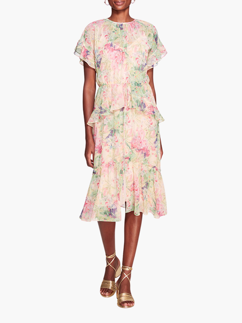 Lita Chiffon Midi Ruffle Dress