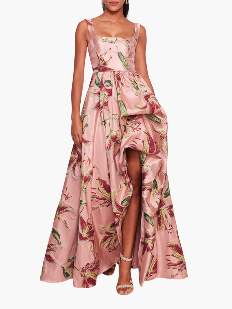 Square Neck Drape Ballgown