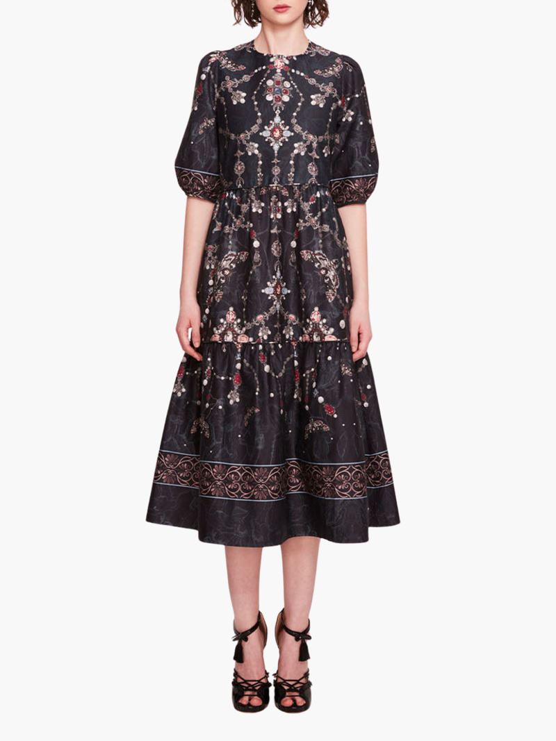 Printed Poplin Midi Dress