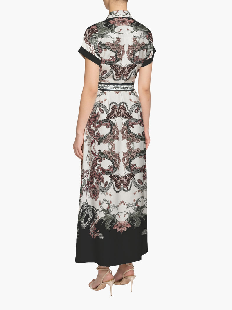 Belted Twill Shirt Maxi Dress