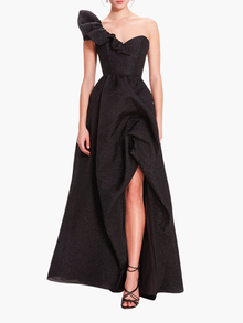 Cloque Draped Gown