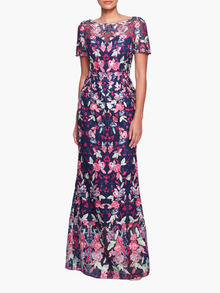 Floral Embroidered Tulle Gown