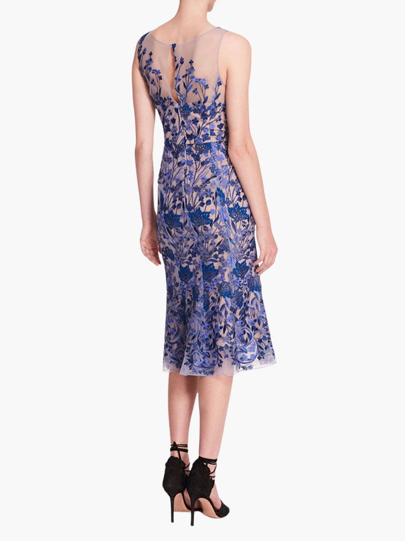 Embroidered Tulle Midi Dress