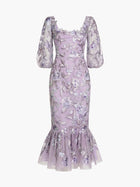 Botanist Bloom Embroidered Puff Sleeve Midi Dress