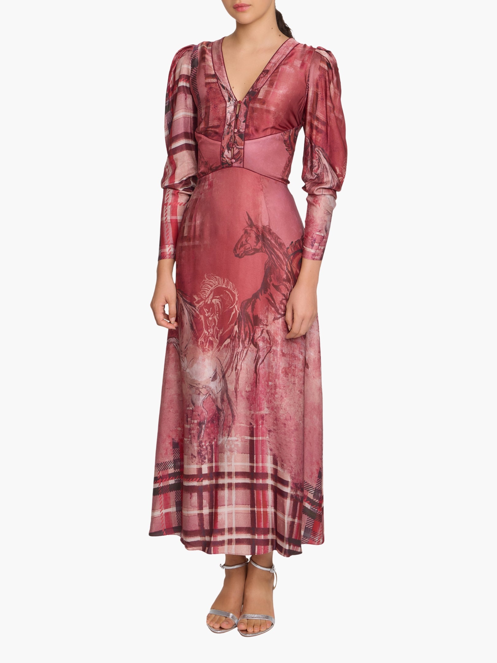 Wild Heart Tartan Printed Midi Dress