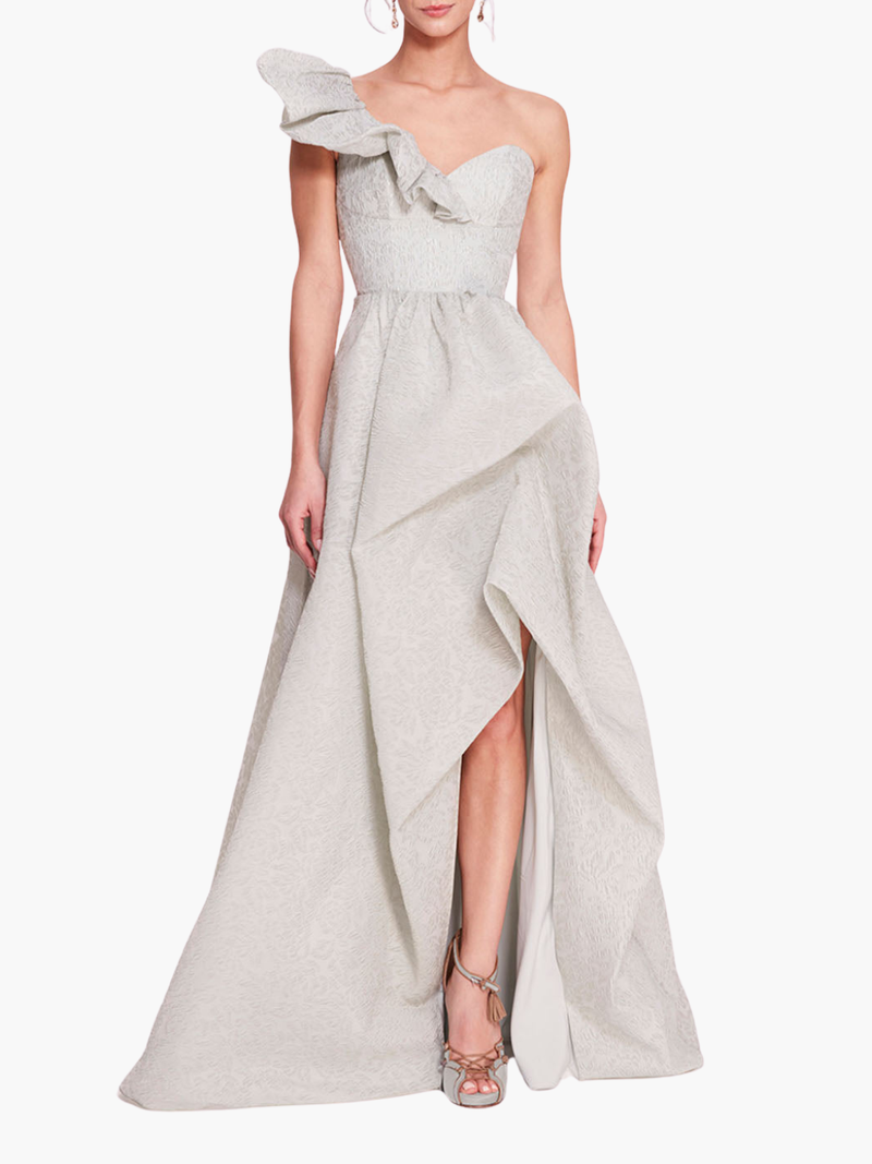 Cloque Draped Gown