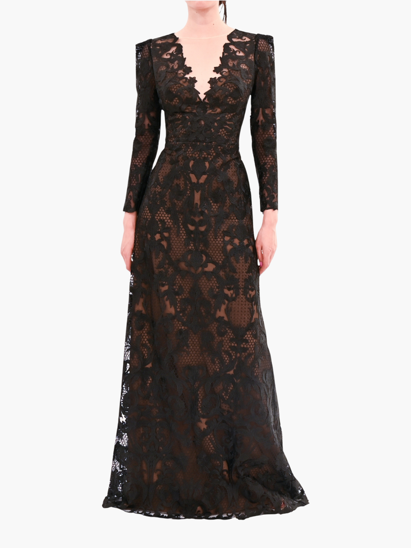 Nocturnes Long Sleeve Lace Gown